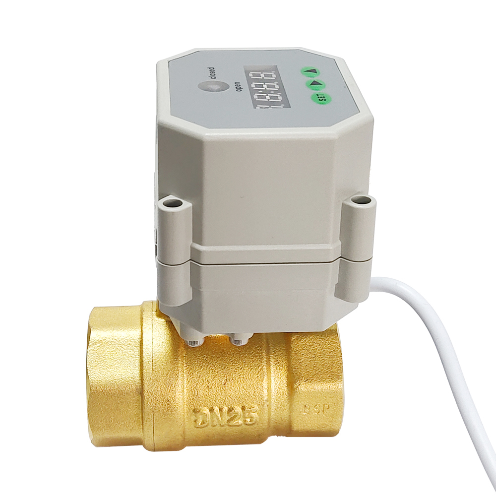定时阀铜二通电动自动排水供水阀220V，AC/DC9-24V时间控制阀带3Nm执行器，定时智能控制阀